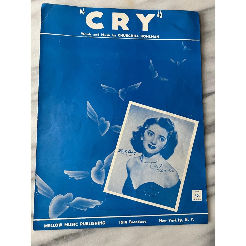 VTG  "Cry" Sheet Music by Churchill Kohlman Ruth Carney Pat Meade 1951